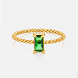 Brigitte Baguette Ring Green - BYOUJEWELRY